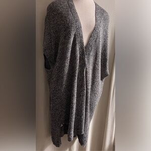 Eileen Fisher Woman Duster Sweater 3X Black Tan Marled Sleeveless